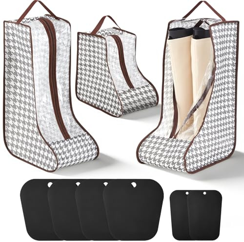 Lumina Garden Boot Storage Bag Set for Tall Boots, 3 Pack (2 Tall + 1 Mid), with 6 Boot Shapers, Dustproof Clear Window Shoes Organizer for Closet Travel Cowboy