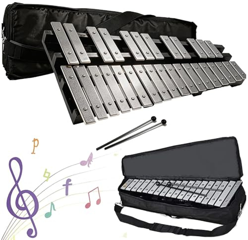 Xilofon Glockenspiel 30 anteckningar klocka, bärbar och hopfällbar, träbas, slaginstrument med stavar och bärväska, för musiknybörjare