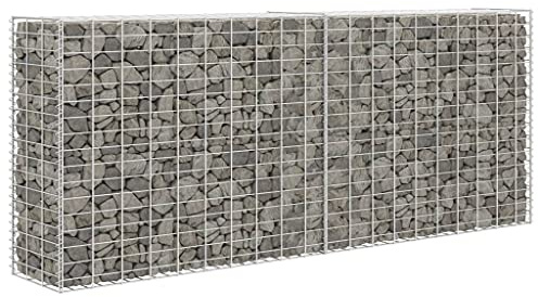 Mokuyary Cesto di gabbione in acciaio inossidabile 85x30x200 cm Gabbie per pietra, Recinzione da giardino griglia di gabbione per esterno, terrazza, cortile, prato