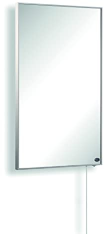 Könighaus Specchio Riscaldamento ad Infrarossi - 800 watt cornice bianca incluso termostato - Riscaldamento specchio ad infrarossi ad alta efficienza energetica - Riscaldamento a parete ad infrarossi