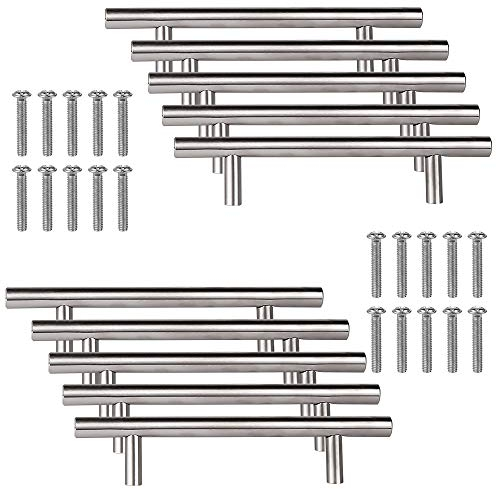 Vegena 10 Stück Möbelgriffe, Edelstahl Handgriffe Küchengriff Schrankgriff Schubladengriff Relinggriffe Bohrlochabstand 96mm Relinggriffe für Schrank Schublade Kleiderschrank Schranktür