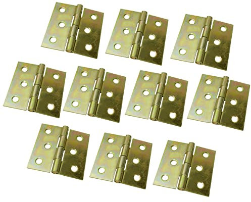 AERZETIX - C58717 - Lot de 10 charnières universelles 40x40x1 mm à 6 trous ronds - pour portes, armoires, meubles, placard, boîte à bijoux, coffre de rangement - en acier zingué