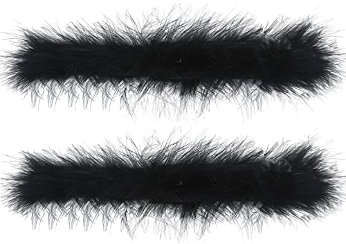 Cooluckday 2 par kvinnors fjäderarmband klocka klappa cirkel smällring handledsdekoration manschett ärmar slå armband hårtillbehör (svart, grå, rosa, röd, grön, bomull, skapad alexandrit, 14*3