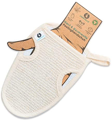 Chinchilla® Peelinghandschuh aus zertifizierter Bio-Baumwolle & Hanf | sanfte Reinigung für Körper & Gesicht | Duschschwamm für Peeling & Body Scrub | Masssagehandschuh | 1er Pack