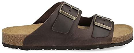 PAYMA - Sandali in Pelle per Uomo Donna Unisex. Due Fibbie. Punta Aperta. Confortevole Infradito. Suola Bio Anatomica. Colore: Marrone, Taglia: EU 41
