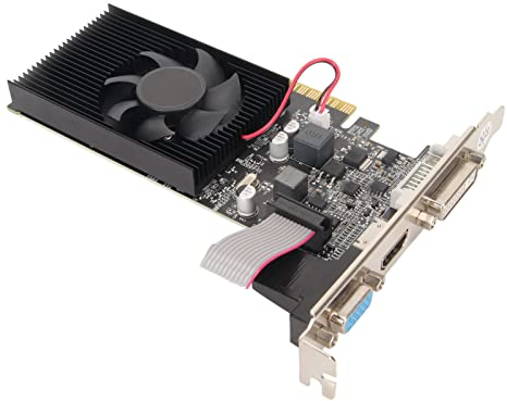 Bewinner Scheda Grafica 1G DDR3, Scheda Grafica Video da Gioco con Ventola di Raffreddamento Rapido, Scheda Grafica Desktop HDMI DVI VGA a 64 Bit per PC