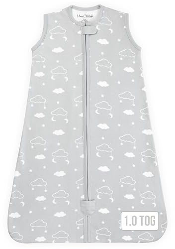 Mama Cheetah Saco de dormir para bebé de 1.0 TOG, manta ponible de algodón orgánico para bebé con cremallera bidireccional, saco de dormir para todas las estaciones para recién nacidos, bebés, niños