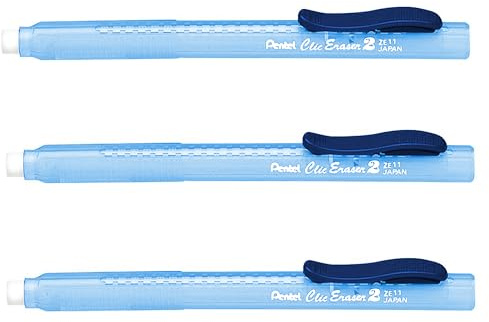 Pentel Clic Stick Eraser Rubber Holder - Blue Barrel - White Eraser (3)
