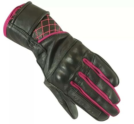 Nazran Aroma 2.0 Damen Motorradhanshluhe Leder Schwarz/Rosa S