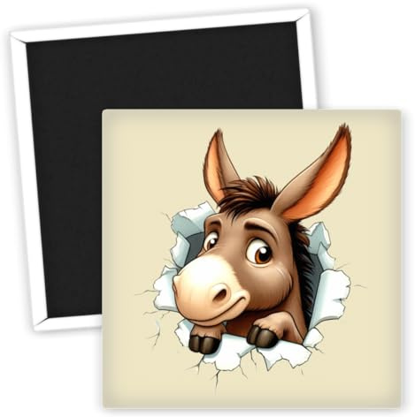 Esel Motiv Kühlschrankmagnet - fröhliche Wanddeko Tiere - lustige Tiermagnete - kreative Kühlschrankmagnete - originelle Tiergeschenke - Esel Deko für Tierliebhaber