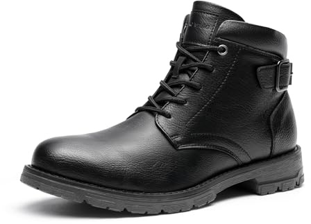 Bruno Marc Men's Motorcycle Biker Boots | Leather Lace Up Work Classic Combat Military Dress Motor