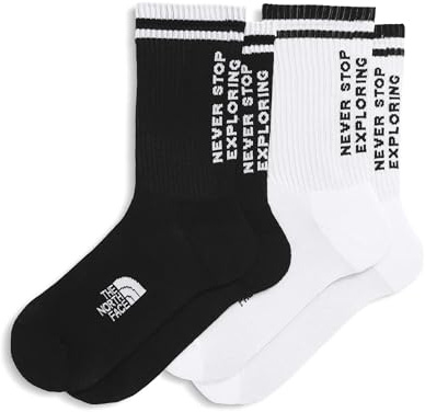 The North Face Everyday NSE Crew Sock - 2 Pack, TNF Black/TNF White, Large