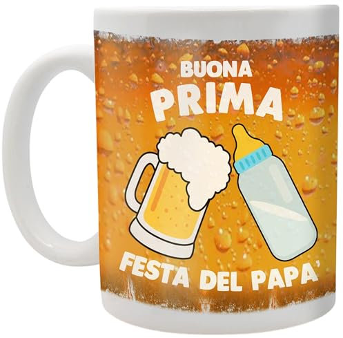 t-shirteria - Tazza Buona Prima Festa del Papà - Idea Regalo Originale e Divertente - Stampa Antisbiadimento - Adatta per Microonde e Lavastoviglie