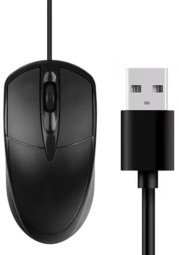 YABABU Wired Computer Mouse, USB Optical mouse for gaming,Home,Business and office work,Black Wire computer Mice Compatible with Laptop Pc Computer Mac Desktop. (Black)