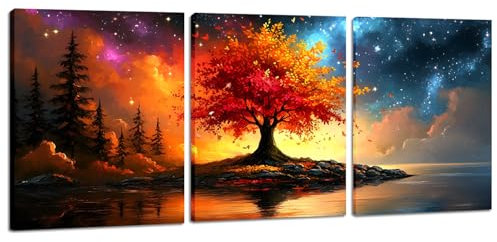 GXUNNAA Abstract Canvas Wall Art,3 Pieces Tree of Life Wall Art for Living Room,Trees Canvas Prints Modern Artwork Pictures for Living Room Bedroom Bathroom Home Office Wall Decoration,30 x 40cm