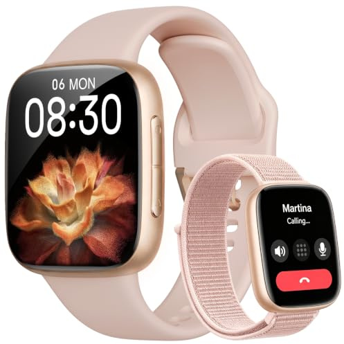 Smartwatch Damen Herren, 1,85″ AMOLED Touchscreen, Fitness Tracker mit Bluetooth Anrufen & KI, Herzfrequenz, SpO2, Schlaf- & Frauenzyklus-Tracking, 100+ Sportmodi, 3ATM Wasserdicht für iOS & Android