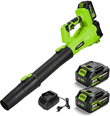 NewBeny Soffiatore per Foglie, Aspiratore Foglie a Batteria con 2 Batterie da 4000 mAh e 6 Velocità Regolabili, 288 MPH & 650 CFM Soffiatore Foglie per Giardini, Vialetti e Rimozione di Neve Leggera