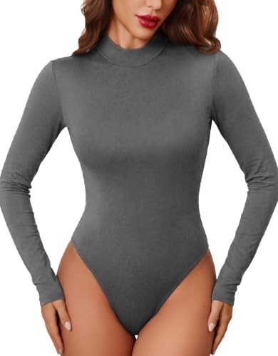 Avidlove Body sexy pour femme body gainant élégant à manches longues et col roulé haut extensible à manches longues tenue basique ajustée haut tendance pour sortir