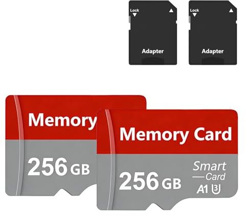 2Pack Tarjeta De Memoria 256GB con Adaptador SD,Tarjeta De Memoria De Alta Velocidad, Tarjeta TF para Tablet, Móvil, Dron, Cámara de salpicadero, Cámara (2Pack-256GB)