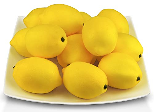 JEDFORE Artificial Lemons Simulation Lifelike Small Lemons Fake Fruit for Home Kitchen Wedding Party Decoration Photography 12pcs Set (Yellow)