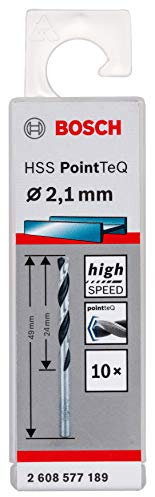 Bosch Professional 10-Piece PointTeQ HSS Twist Drill Bit (for Metal, 2.1 x 24 x 49 mm, Drill Driver Accessories)