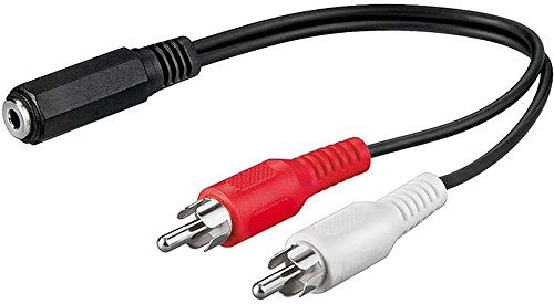 PremiumCord Cable Jack a RCA Y de 0,2m, Toma Jack de 3,5mm a 2X Clavijas RCA, Jack a RCA, Audio Estéreo, para Cámara Digital, TV, Móviles, MP3, HiFi, Color Negro