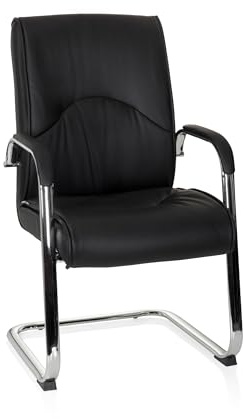 hjh OFFICE 706813 Besökarstol SOVRANO V - Modern besöksstol med fräsch design, Extra tjockt stoppad sits och ryggstöd, Ergonomisk fjädrande stol, Klädsel av lättskött konstläder