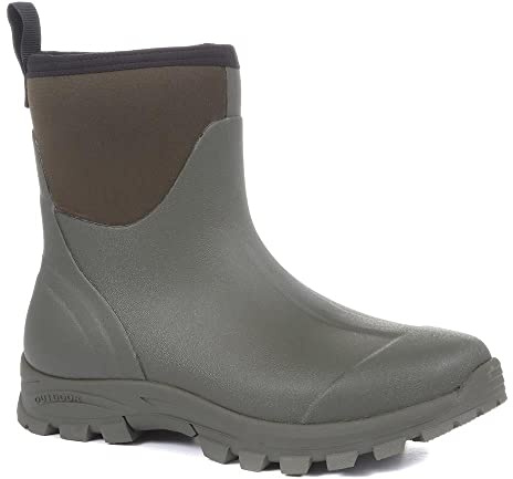 Pavers Mens Ankle Wellington Boots in Green - Lightweight Slip-On Boots - Comfortable Grip Sole Wellies for Everyday Outdoor Wear - UK Size 8
