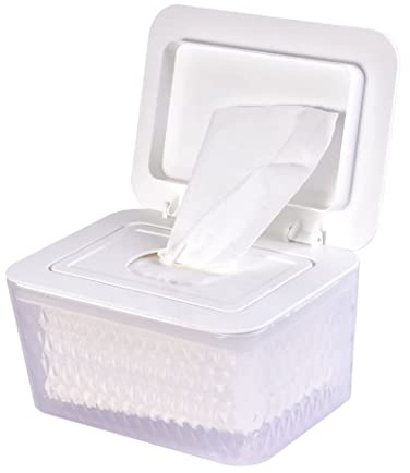 Wipes Holder, Wipes Dispenser with Lid, Pouch with Lid, Baby Wipes Case Keeps Wipes Fresh， Wipe Container Regular Storage Case Box(White,1P)