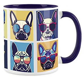 Purely Home Cool Pets Frenchies French Bulldog Mug - Pets Navy Blue Coffee/Tea Gift 11oz