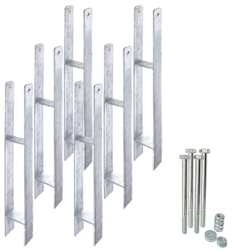 siwitec 6er-Set H-Pfostenträger mit Befestigungsmaterial | Materialstärke 6 mm | Länge 800 mm | Breite 91 mm | feuerverzinkt | zum Einbetonieren | CE-Kennzeichnung