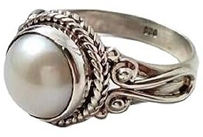CUSIOALQQ Anillo vintage de plata de ley 925 con perlas talladas a mano, hipoalergénico, delicado anillo AAA de perlas cultivadas en agua dulce, anillo de compromiso para mujer, cóctel, fiesta de