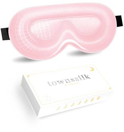 townsslik - Maschera oculare 3D per dormire, double face, 19 mm, in lussuosa seta di gelso, non danneggia le ciglia, comoda per gli occhi, fascia regolabile, colore rosa