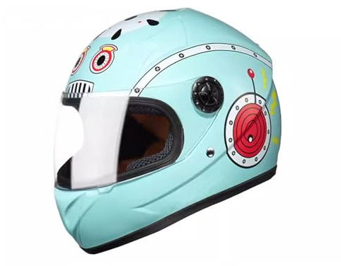 QJWMatic Cascos Integrales De Motocicleta para Niños Y Niñas, Casco Ligero Street Cruiser ATV con Visera para Niños De 2 A 10 Años B,48-52CM