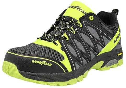Goodyear Unisex Metallfreie Arbeitssicherheit Trainer mit Non Metallic Stoffkappe S1P / SRA/HRO Chukka Boot, Schwarz Neongrün, 36 EU