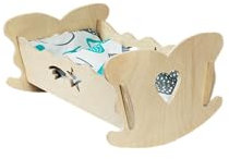 Puppen-Wiege geschnitzt mit Bettwäsche Produkt Polish Naturholz