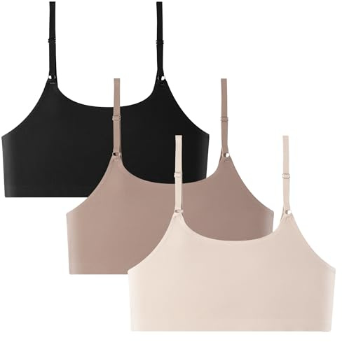 3 stycken mjuka bralette cami behåar ingen vaddering bralette ultra bekväm utjämnande sömlösa inga underkläder bh sov-bh, Svart/beige/brun, L