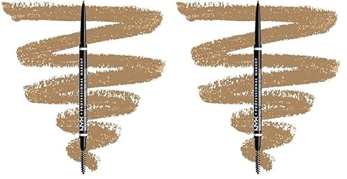 NYX Professional Makeup Micro Brow Pencil, Dual Ended With Mechanical Brow Pencil And Spoolie Brush, Vegan Formula, Shade: Blonde (Pack of 2)