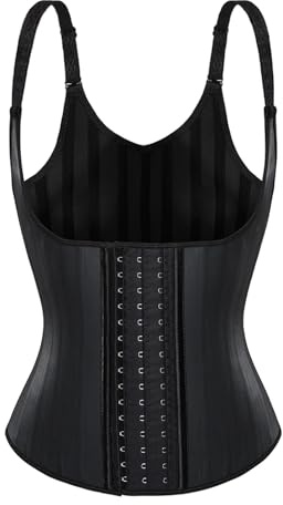 TXLEAPEY Viktminskningsbystkorsett 25 Latex underbröstkorsett med stålben, modelleringsbälte, modelleringsbälte, modelleringsbälte (svart, XXXL)