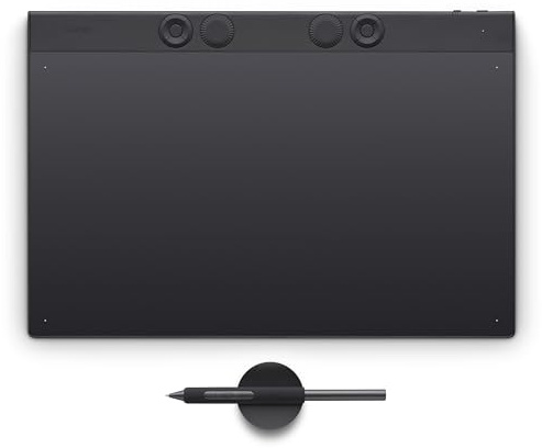 Wacom Intuos Pro Large, la Tableta Gráfica de lápiz con Wacom Pro Pen 3, Ofrece un Amplio Espacio de Trabajo para editores de Video, Modelado 3D y animación, garantizando máxima precisión y Control.