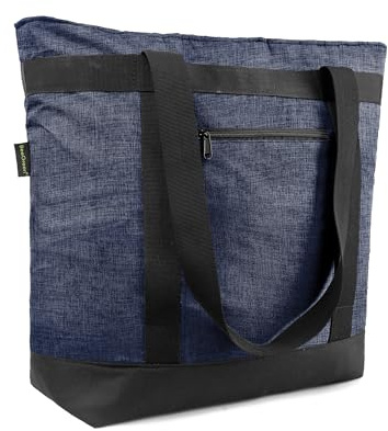 BeeGreen Insulated Cooler Bag with Handles Oversized Sturdy Leakproof Freezer Shopping Tote for Groceries Heavy Duty Thermal Food Delivery Bag Vintage Blue