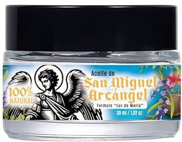 Ideal Products – Olio dell'Arcangelo San Michele. Formula Luz de Maria: olio di cocco, olio essenziale di geranio e olio essenziale di lavanda. 30 ml. 100% naturale. Senza additivi.