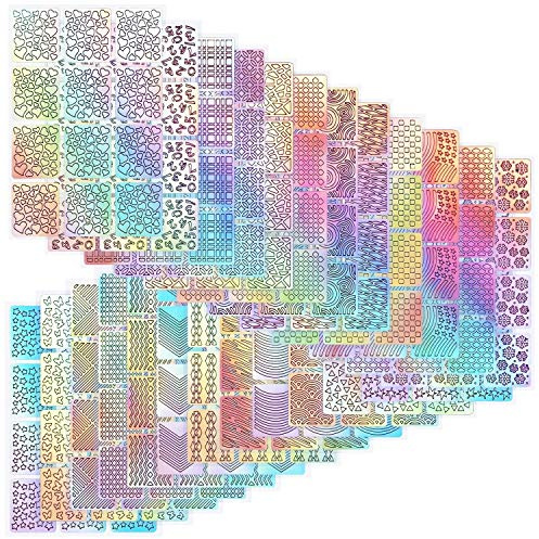 Onwon 288 Piece Nail Vinyls, 96 Designs - 24 Sheets Nail Art Decals & Stencil Sticker Sheets Set