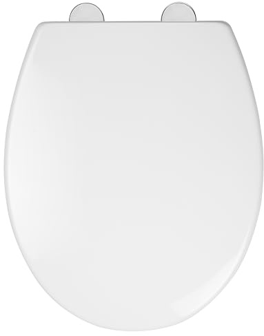 Croydex Vendee Soft Close Toilet Seat - Adjustable Hinges with Quick Release Button for Easy Cleaning and Antibacterial Treated Surface, Oval Toilet Seat (White)
