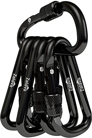 Zalava 6 pcs 2”D-Clip Durable Locking Carabiner Keychain Clip,Keychain Clip Hook,Black