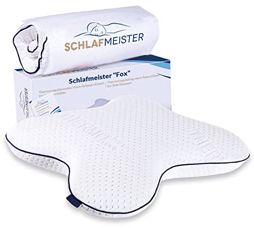 Schlafmeister Fox - Seitenschläferkissen - Kopfkissen Made in Europa - Nackenkissen für Allergiker (58x46x11,5cm) Antischnarchen Kissen - Oeko-Tex