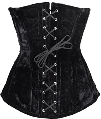 Battle-Merchant Corsage sous la poitrine de haute qualité | Haut pour femme | Mider en velours avec lacets | Vêtements médiévaux | LARP, Viking, pirate, Goth, Noir , M