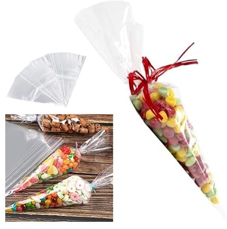 100-Pack Cellofanstrutar - Cellofanpåsar - Cellofan Strutar