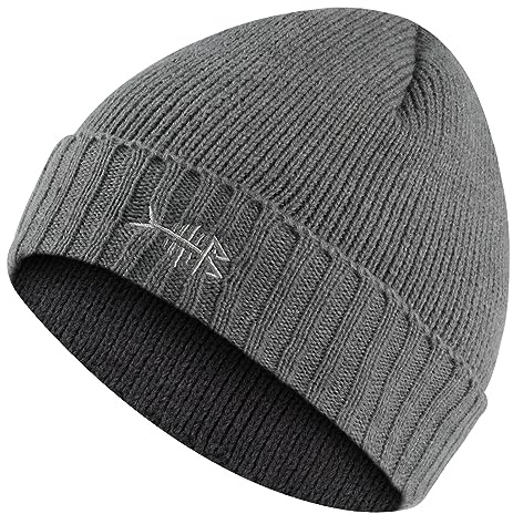 BASSDASH Winter Beanie Hats with Fleece Lining Thick Warm for Men Women Stretchy Fit Unisex Cuffed Knit Hat Grey