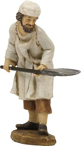 FADEDA 2 x bagare med brödspjäll/höjd: 13 cm/handmålad/detaljerade krubbfigurer – julbord, dekoration, krubbtillbehör
